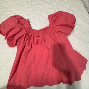 By Anthropologie Puff-Sleeve Smocked Blouse